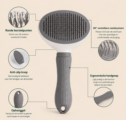 PawBrush 2-in-1 | Zelfreinigende ontharingsborstel voor hond & kat