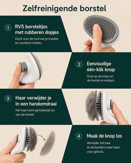 PawBrush 2-in-1 | Zelfreinigende ontharingsborstel voor hond & kat