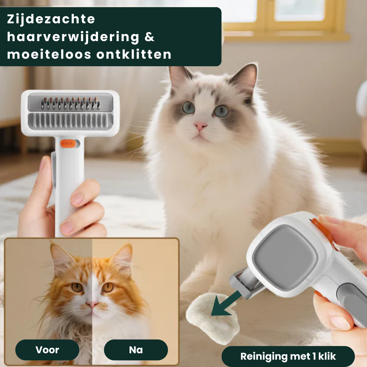 kattenkam tegen klitten en losse haren