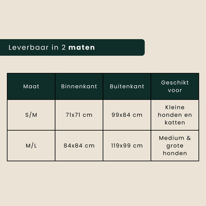 PawLounge Kalmerende Beschermhoes voor bank voor honden en katten maattabel