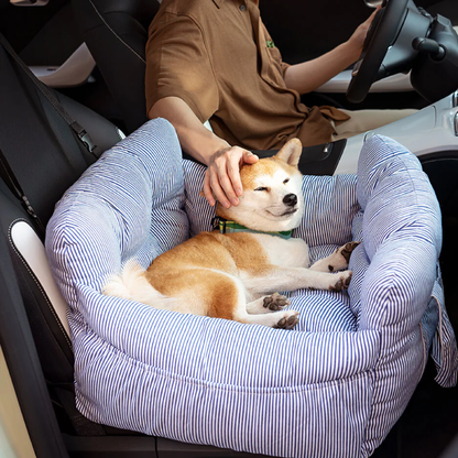 PawVoyage draagtas met hond onderweg