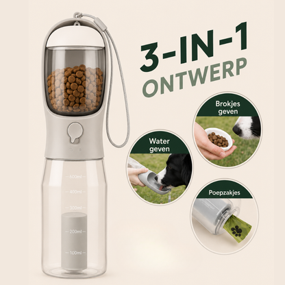 PawSip 3-in-1 Hondendrinkfles voor Onderweg
