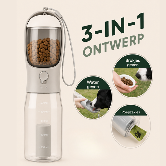 PawSip 3-in-1 Hondendrinkfles voor Onderweg