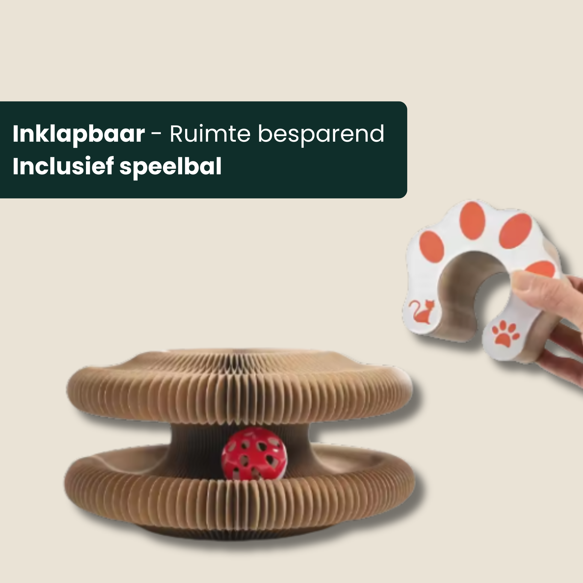 Duurzaam krabkarton met speelbal
