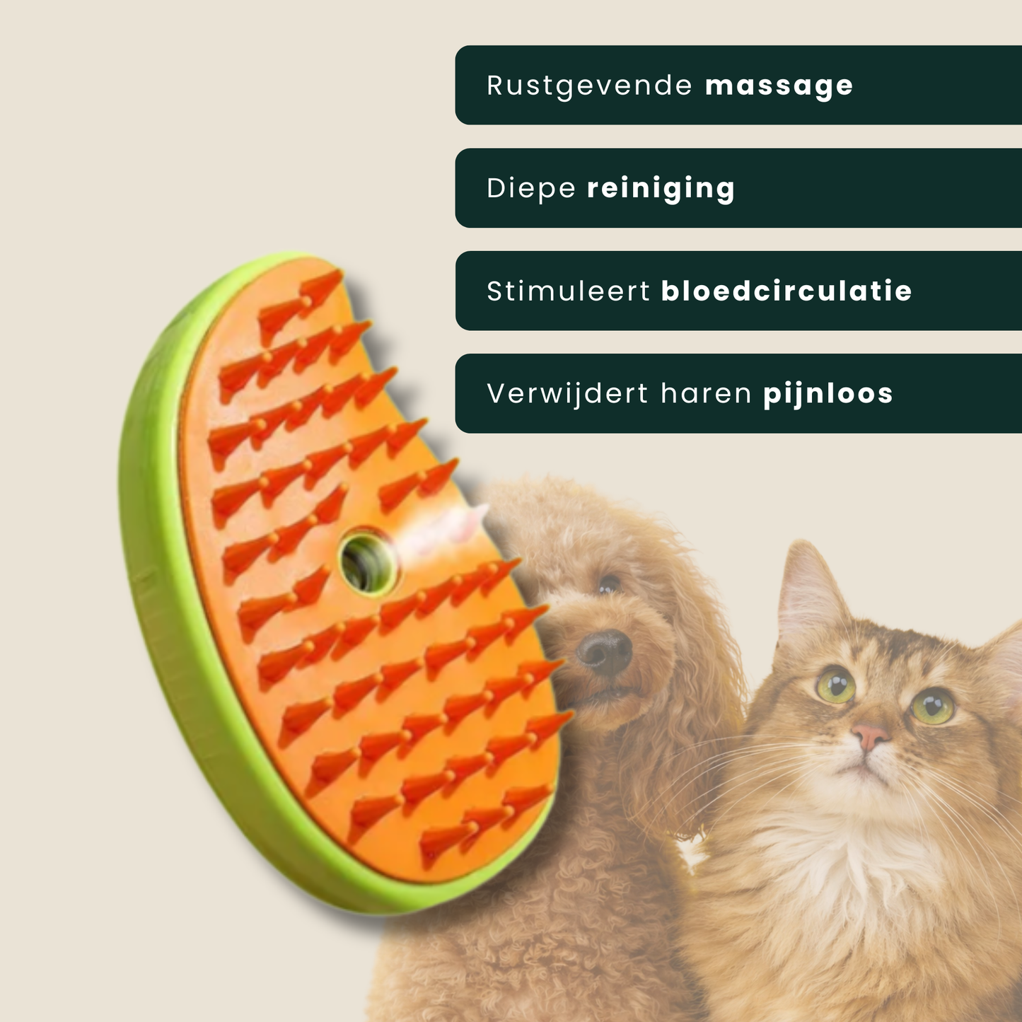 SteamBrush Lite | Compacte Stoomborstel voor Honden & Katten