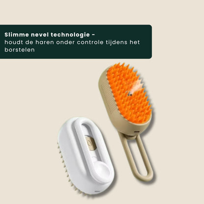 SteamBrush Spa stoomkam voor honden en katten nevel technologie houdt haren onder controle tijdens het borstelen