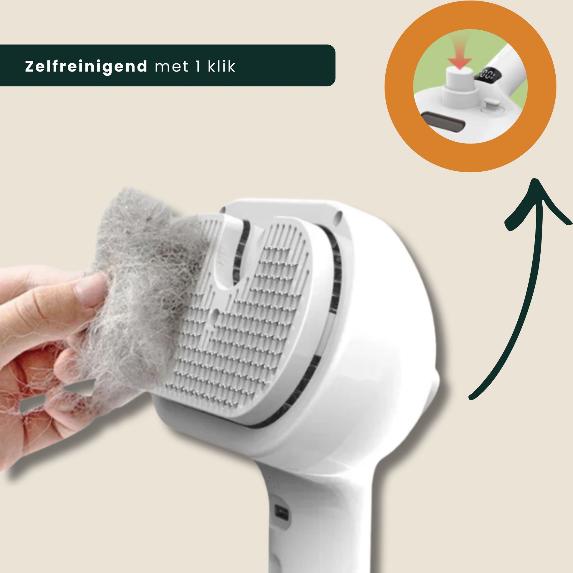SteamBrush Pro stoom vachtborstel voor honden en katten die zelfreinigend is met 1 klik